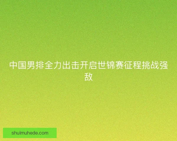 中国男排全力出击开启世锦赛征程挑战强敌