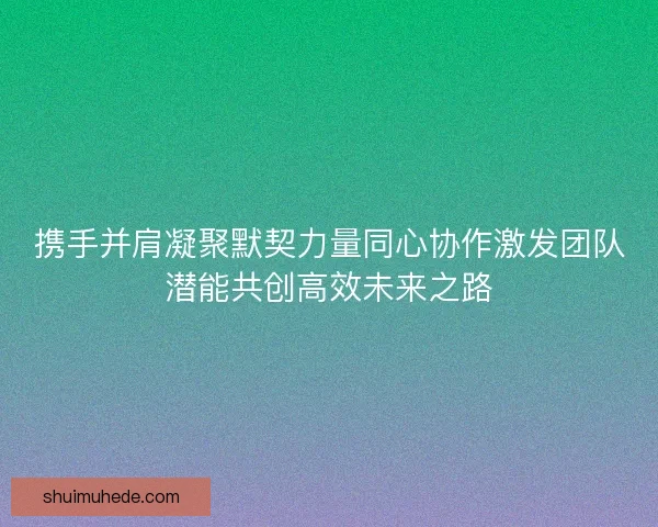 携手并肩凝聚默契力量同心协作激发团队潜能共创高效未来之路