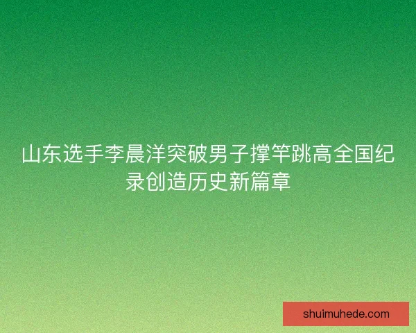 山东选手李晨洋突破男子撑竿跳高全国纪录创造历史新篇章