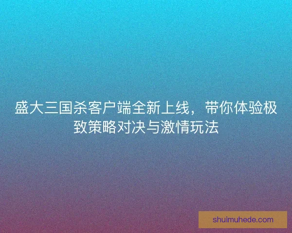 盛大三国杀客户端全新上线，带你体验极致策略对决与激情玩法