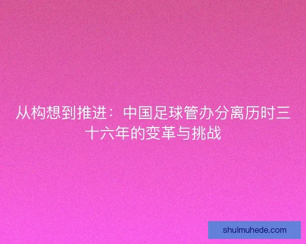 从构想到推进:中国足球管办分离历时三十六年的变革与挑战 从构想到推进:中国足球管办分离历时三十六年的变革与挑战