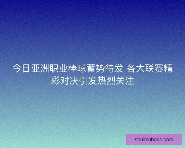 今日亚洲职业棒球蓄势待发 各大联赛精彩对决引发热烈关注